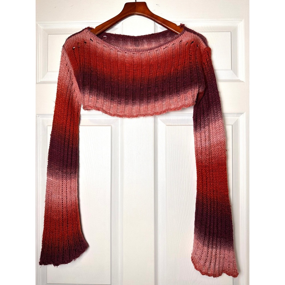 Urban Outfitters Red Ombre Knit Shrug Bolero Sweater Bell Sleeve Small